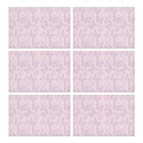 Colorful Butterfly Floral Tropical Pattern Heat Resistant Flax Table Mats, Wrinkle Free Machine Washable Place Mats for Dining Table, Artistic Cute Design for Butterfly Lover, Set of 6