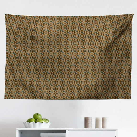 Chocolate Brown Tapestry, Geometric Retro Style Repetitive Pattern with Inspiration Earth Tones, Fabric Wall Hanging Decor for Bedroom Living Room Dorm, 2 Sizes, Multicolor, by Ambesonne