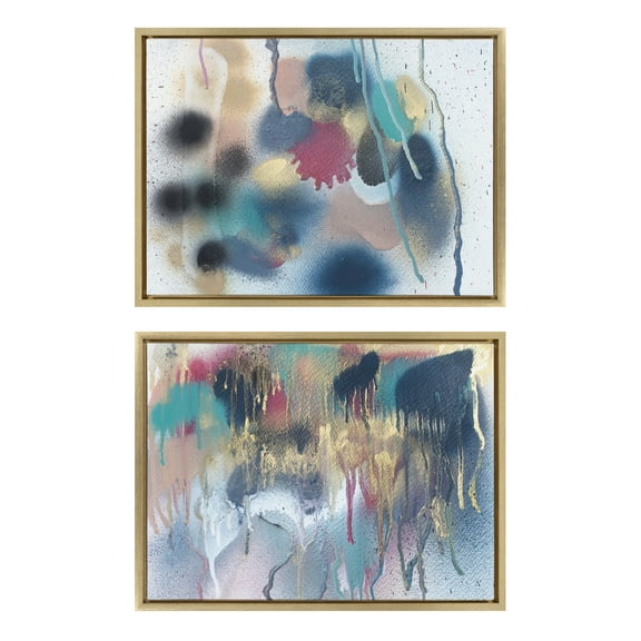 Sylvie The Sanaa Way 24 in x 18 in Framed Painting Canvas Art Prints, by Kate and Laurel Set of 2