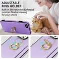 thumbnail image 4 of Nalacover for iPhone 7 / 8/ SE 2020/ SE 2022 Wallet with Card Holder Slot, 360°Rotation Ring Holder Kickstand Cover for Men Women Protective Premium PU Leather Shockproof Cover, Purple, 4 of 9