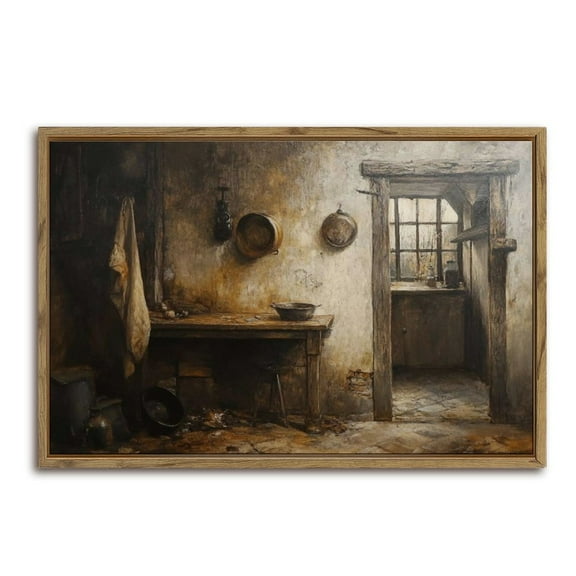 Rustic Kitchen Interior Art Horizontal Canvas Wall Art with Lightweight Foam Frame - Durable and Ready to Hang, Modern Decorative Print for Living Room, Bedroom, Or Office