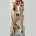thumbnail image 2 of MORTTIC Women's Houndstooth Suit Set Elegant Blazer & Pants with Lapel Collar, Spring/Fall Office Wear & Casual Outfit, 2 of 4