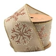 thumbnail image 4 of LaRibbons 2 1/2" Wired Ribbon | "Jumbo Glitter Snowflake" Natural/Gold | 10 Yard Roll, 4 of 6