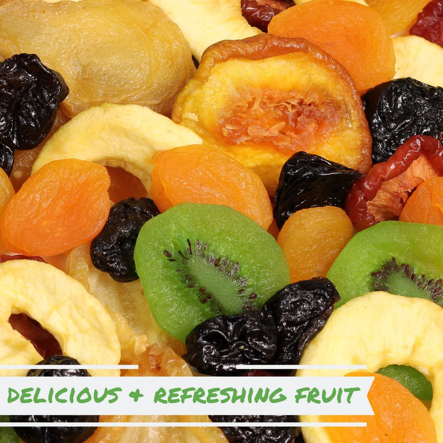 Dried Mixed Fruit with Prunes by It's Delish, 2 lbs 32 Oz Jumbo Container  Snack Mix of Prunes, Apricots, Plums, Apple Rings, Nectarines, Peaches, Pears, Kiwi Slices