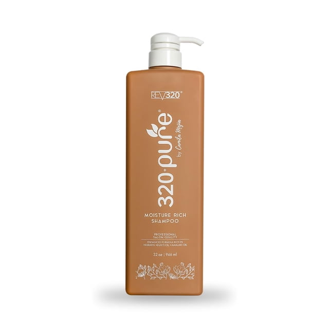 320Pure Champú rico en humedad - Salón profesional - Nutre y repara todo tipo de cabello - Queratina - Omega - Aceite de argán - (32oz)