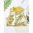 thumbnail image 5 of Hansber Children Boys Girls Glitter Shiny Metallic Tank Tops Sleeveless Jazz Hip Hop Modern Top A Gold 12, 5 of 7