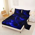 thumbnail image 2 of Homewish Neon Navy Lightning Bed Sheets,Aesthetic Artwork Full Size Sheets,4 Pieces,1 Flat Sheet, 1 Fitted Sheet and 2 Pillowcases, 2 of 6