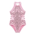 thumbnail image 3 of iiniim Kids Girls Tank Sleeveless Halter Sequins Cutouts Back Gymnastics Dance Ballet Bodysuit Dancewear, 3 of 7
