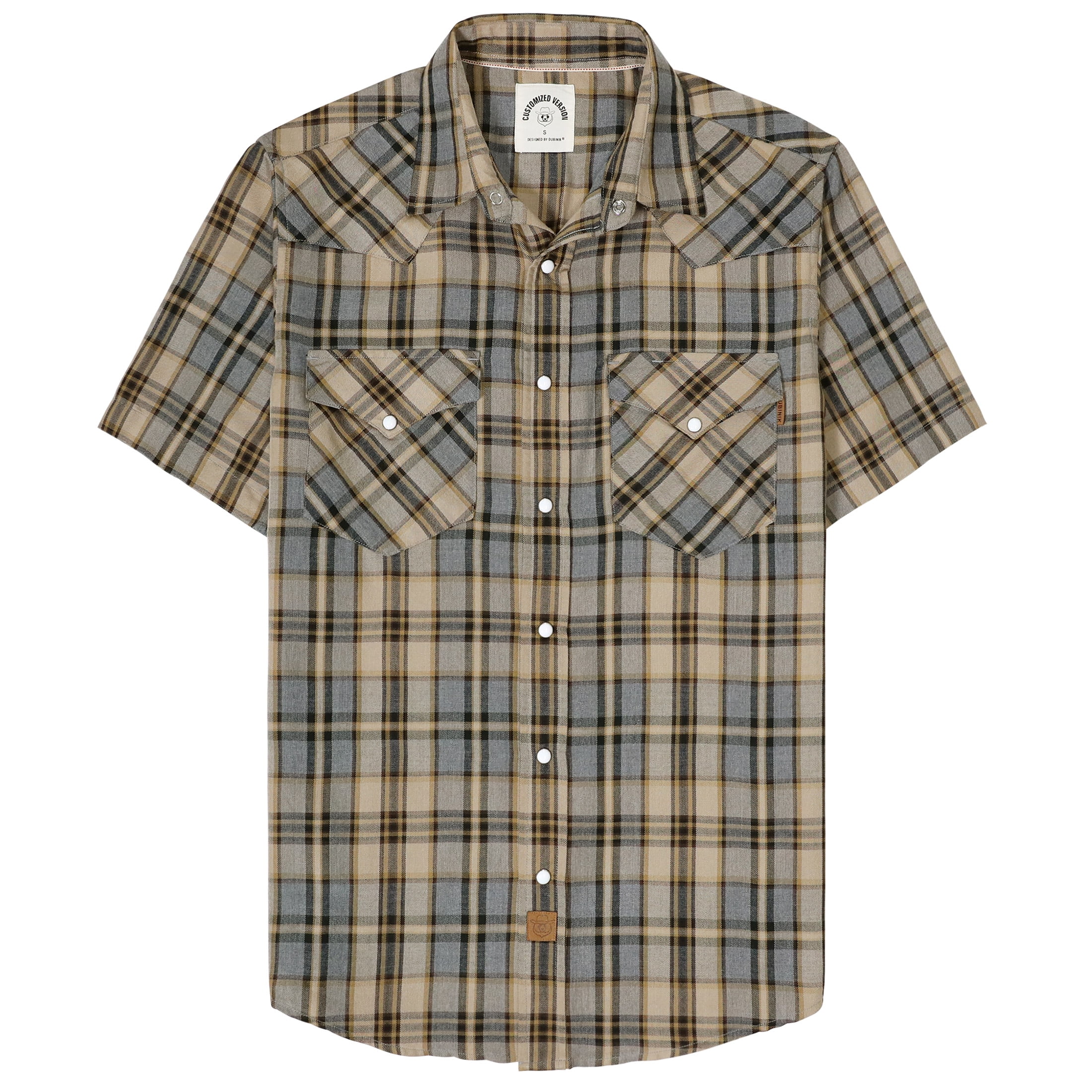 Dubinik®Bamboo Fiber Mens Shirts Short Sleeve Plaid Shirt Men Western