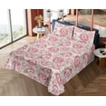 thumbnail image 4 of Ambesonne Floral Fitted & Flat Sheet with Shams 4 Pcs Set, Flourishing Peony Flowers, Queen, Pastel Pink and Pale Green, 4 of 5