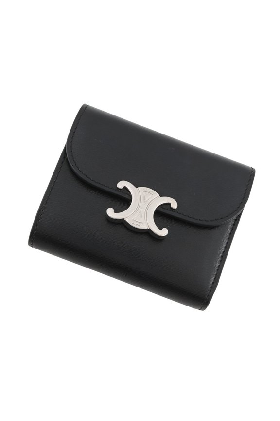 Pre-Owned Celine Triomphe Small Flap Wallet (10D783DPV.38SI) in Black