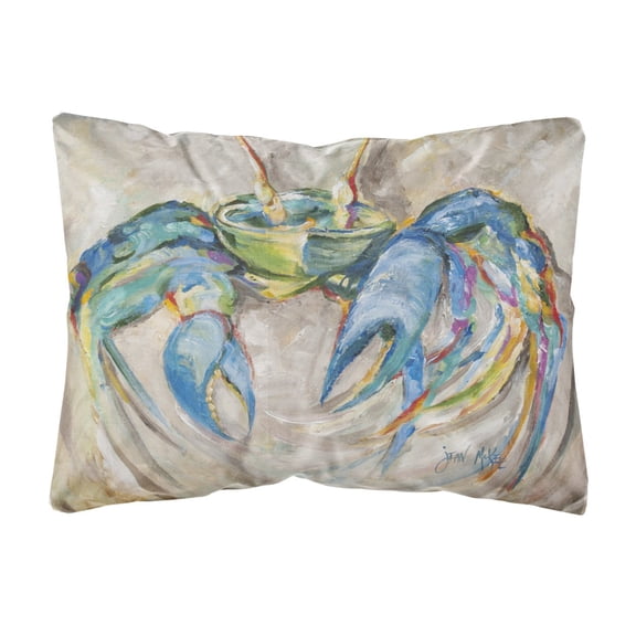 Carolines Treasures JMK1089PW1216 Blue Crab Canvas Fabric Decorative Pillow  12H x16W multicolor