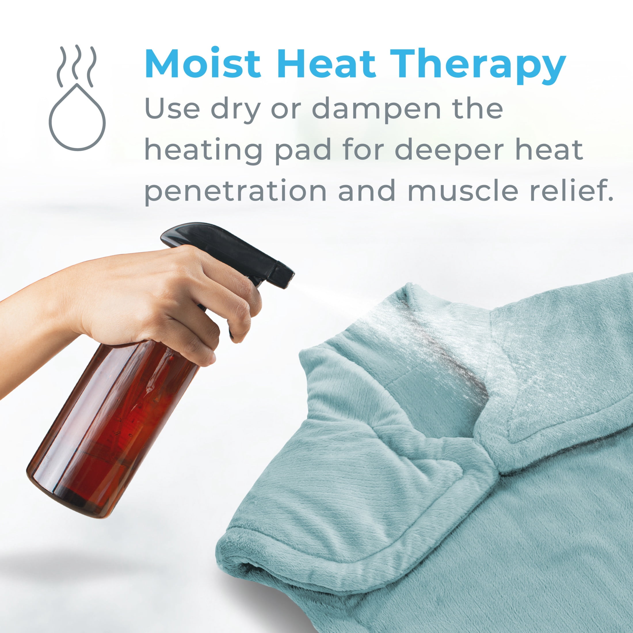 Pure Enrichment PureRelief XL Back & Neck Heating Pad- Safe Heat Therapy for Sore Muscles, & Pain in Neck, Back, & Shoulders - 4 Heat Settings w/ Auto Shut-Off, Soft Fabric (Sea Glass)