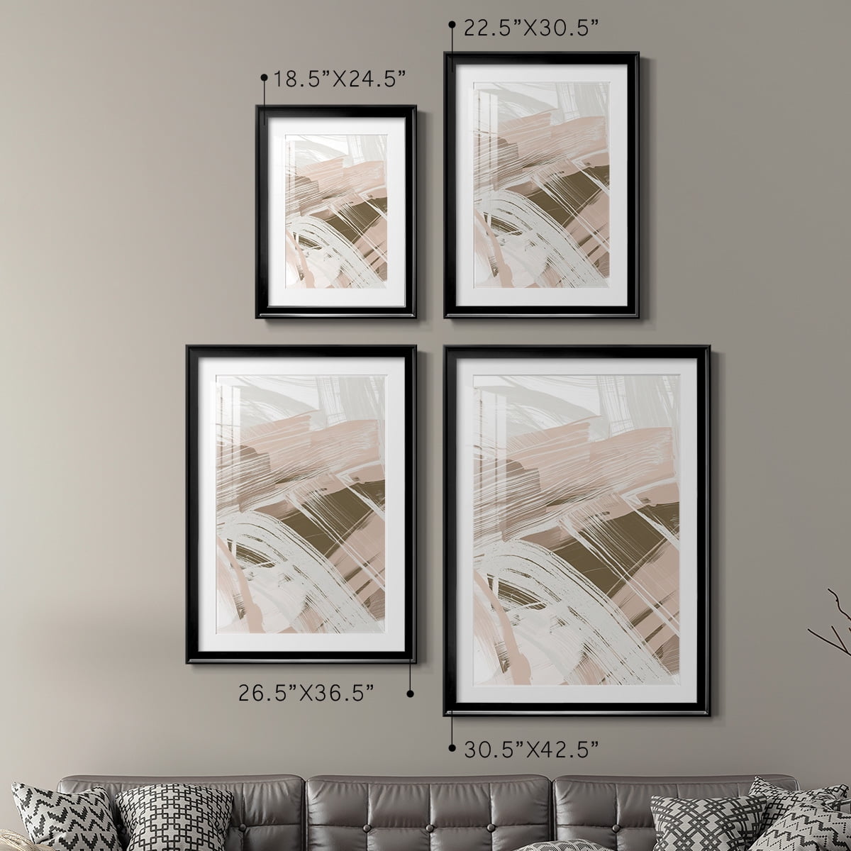 Wexford Home Earthtone Swipe I Premium Framed Print, 30.5" x 42.5" - Ready to Hang, Black (Set of 2)