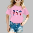 thumbnail image 2 of Little Kid Girl's 4th Of July Patriotic Short Sleeve T Shirt Cute Independence Day Flag Print Tee Comfortable Casual Summer Top For Toddler Kids Girl Clothes 18 Months to 24 3-4 Years Pink, 2 of 4