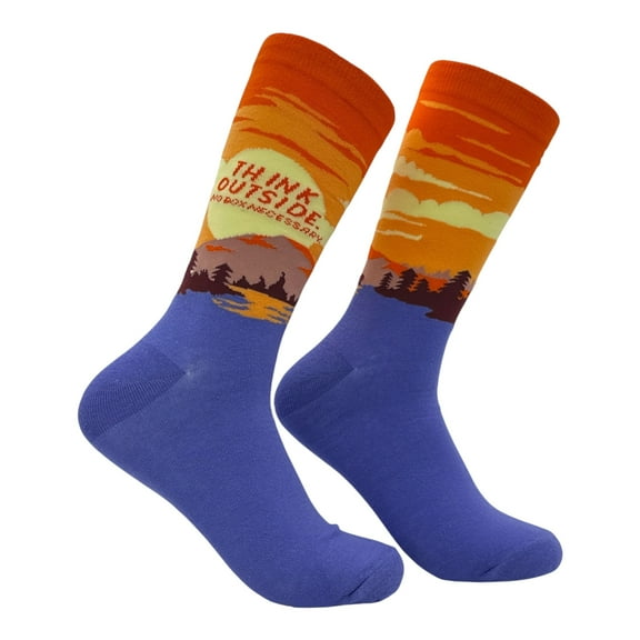 Think Outside No Box Necessary Socks Funny Sarcastic Nature Graphic Novelty Footwear for Men