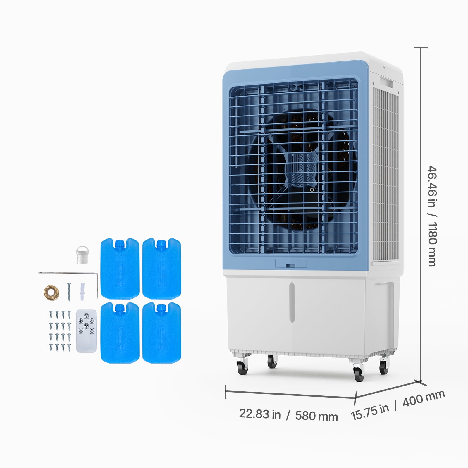 VEVOR Evaporative Air Cooler, 4129 CFM with 12.7 Gallon Water Tank Swamp Cooler, Portable Cooling Fan with Remote Control,3 Speeds