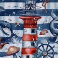 thumbnail image 5 of Orinice  Nautical Ocean Shower Curtain Sets with Rugs Funny Marine Life and Lighthouse Saioat Fabric Shower Curtain with Hooks Navy Blue and White Striped Bathroom Curtains Shower Set,  60x72, 5 of 7
