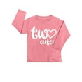 thumbnail image 2 of Lalo & Luna Two Cute Heart Second Birthday Girls Long Sleeve Shirt, Toddler Tee, Mauve Heather, 2 of 2