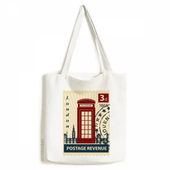 london teleph booth stamp uk country city tote canvas bag shopping satchel casual handbag
