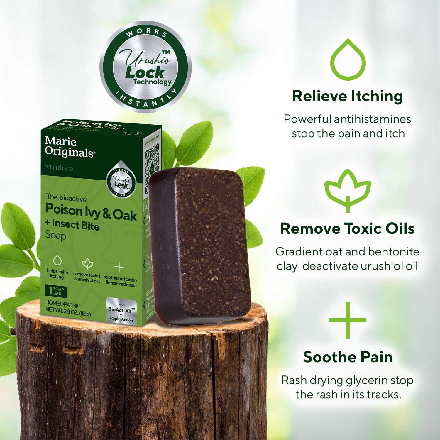 Marie Originals Poison Ivy & Oak Soap Bar | Natural Anti-Itch Cleanser for Poison Ivy, Sumac & Insect Bites | 2.9 oz
