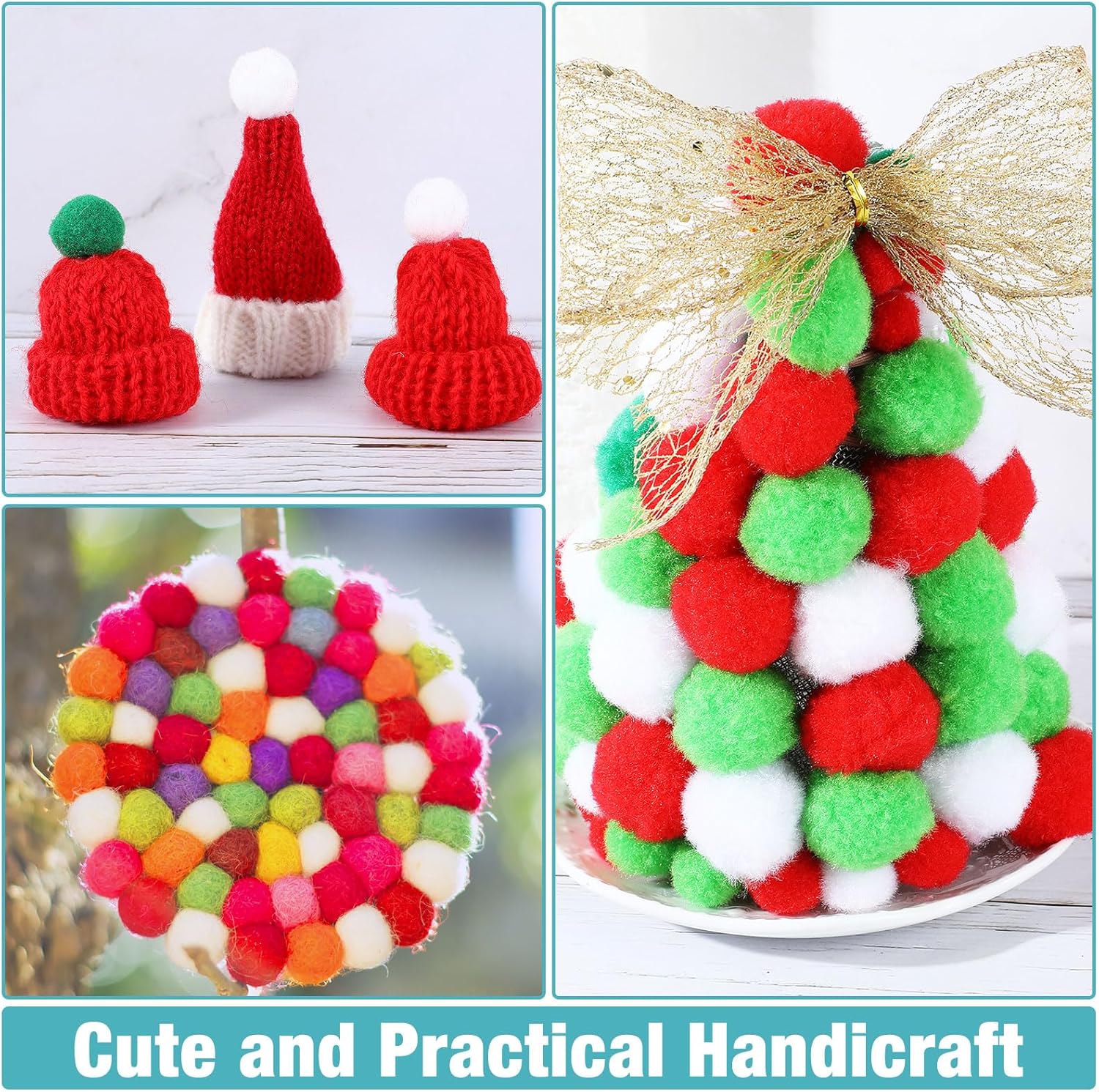 10000 Pcs Multicolor Pom Poms for Crafts 1 cm Fuzzy Craft Balls for Family Classroom DIY Creative Christmas Decorations