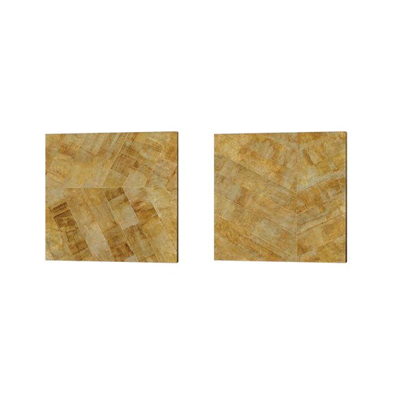 Great Art Now Gilded Herringbone by Chris Paschke 2 Piece Canvas Art Set Each 14"W x 14"H