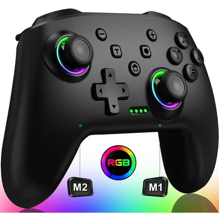 Switch Pro Controller for Nintendo Switch Controller/Switch Lite/OLED, DinoFire Wireless Switch Controllers with RGB Light, Programmable, TURBO & Wakeup