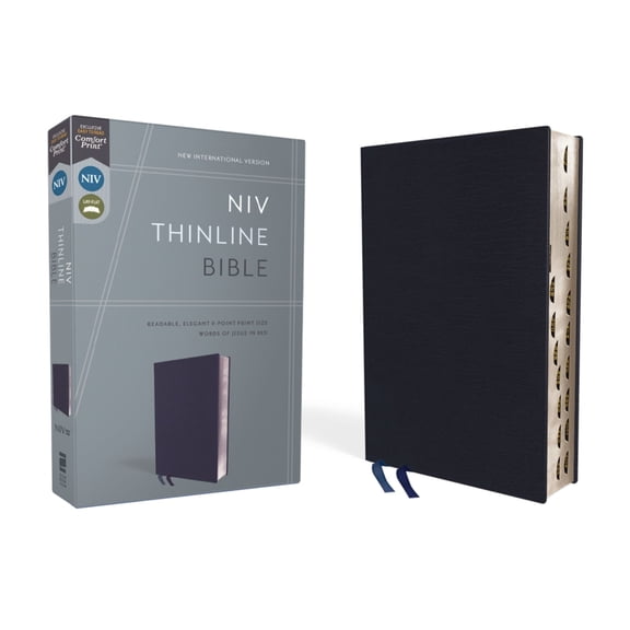 NIV, Thinline Bible, Bonded Leather, Navy, Indexed, Red Letter Edition, (Hardcover)