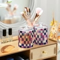 thumbnail image 3 of Yayeee 4 Pack Qtip Holder Bathroom Cotton Swab Canister with Lid Clear Dispenser Set, Pink and Purple Plaid Pattern, 3 of 6
