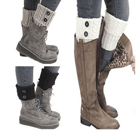 Short Boot Cuffs Dimore Knitted Leg Warmer Winter Crochet Socks Button (Best Socks For Walking Boots)