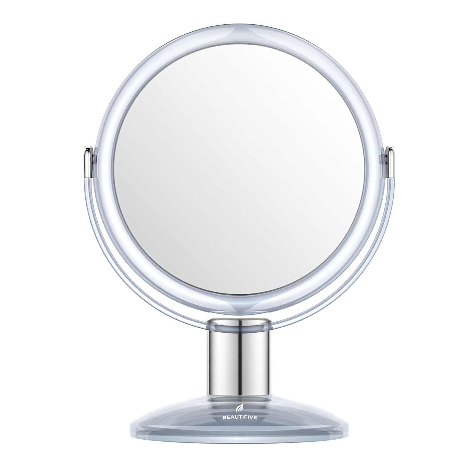 Beautifive Makeup Mirror, Double Sided Vanity Mirror with 1x/7x, Tabletop Magnifying Mirror, Swivel Round Mirror with 360°Rotation, Bathroom Mirror，Transparent