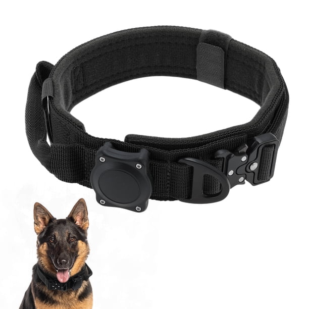 Collar para Perro Táctico Impermeable Unique Bargains con Mango de Control y Hebilla de Aleación de Zinc para AirTag Perros Medianos Grandes Negro (Incluye Accesorios de Destornillador)