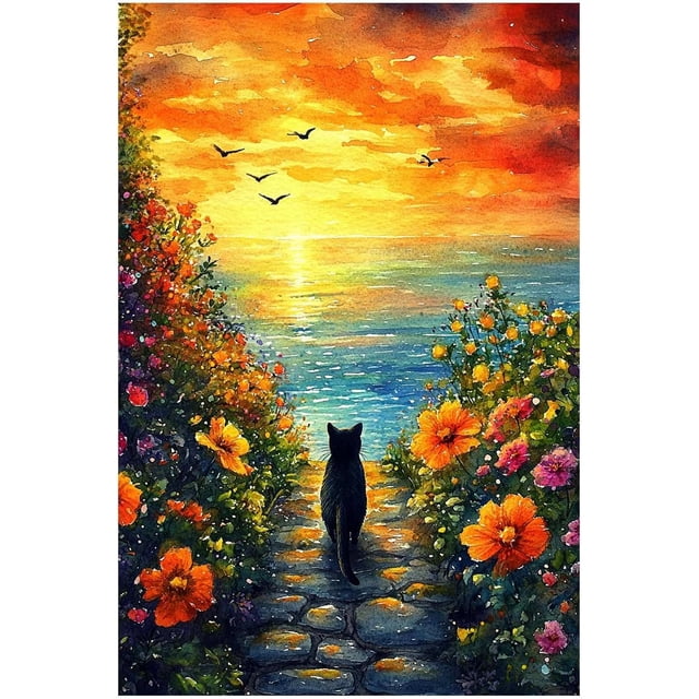 Impresión en lienzo de paisaje de una cabaña rural, pintura al óleo de mar y naturaleza, cartel de flores naturales, ideal para salas y dormitorios rurales