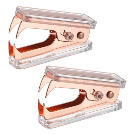 Uxcell Stapler Puller Acrylic Body Metal Jaw Office Home Staple Removers, Rose Gold 2 Pack