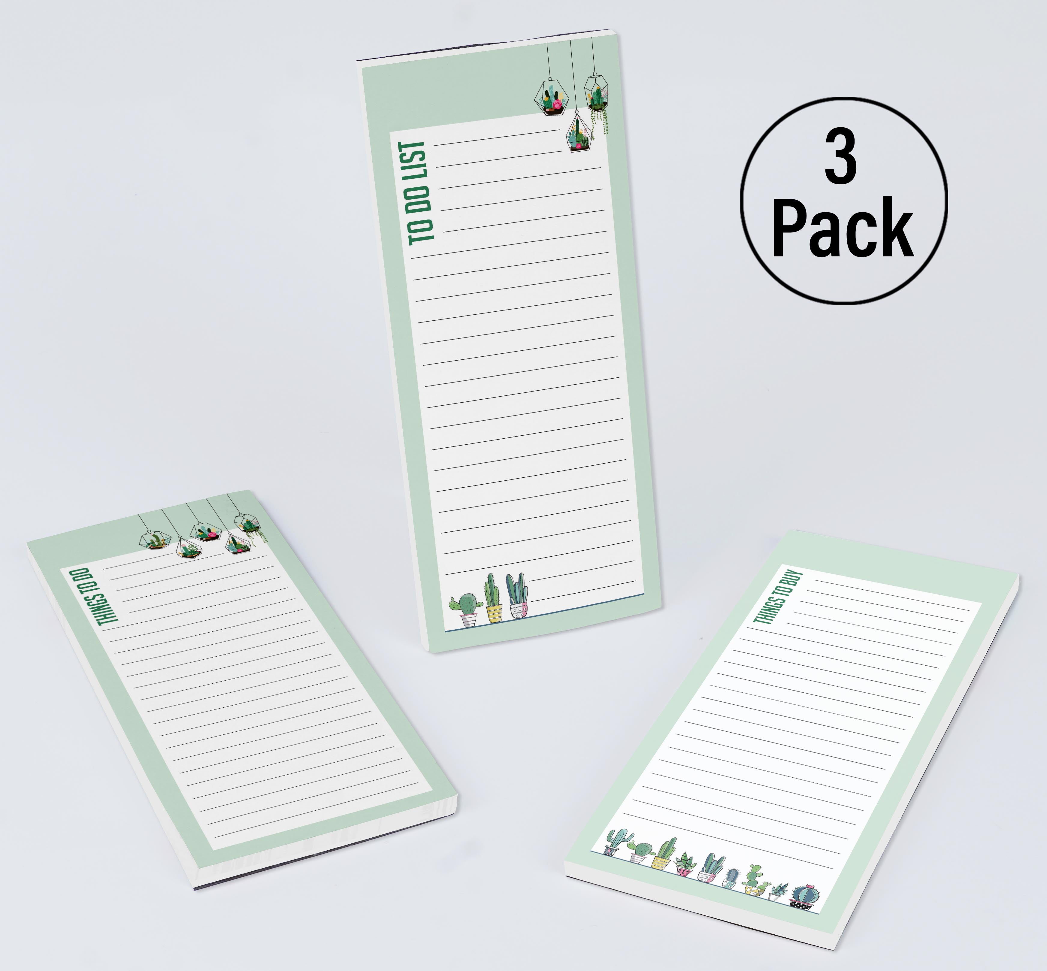 Inkdotpot Pack of 3 Magnetic Fridge To-Do List Notepads- Magnetic Memo Pads For Refrigerator-(50 Sheets Each)-HL