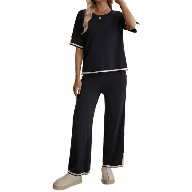 Pantalón de Punto de Corta, Traje Negro XL