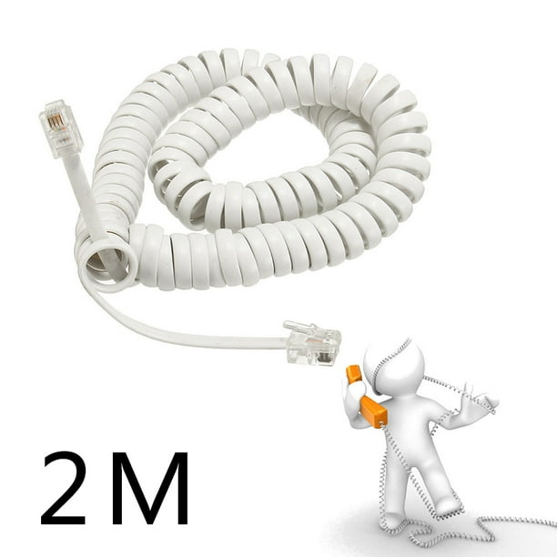 2M Coiled Telephone Handset Cable RJ10 Phone Lead Extension Curly