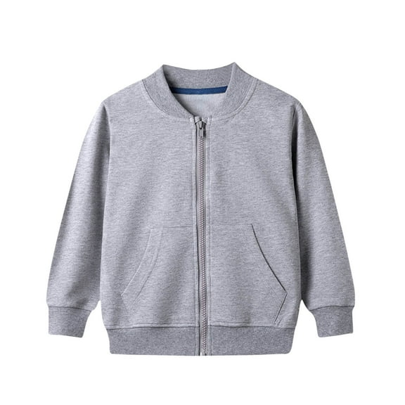 Cethrio Kids Boys Bomber Jackets, Casual Long Sleeve Cotton Spring Fall Coats Gray Size 1-2 T