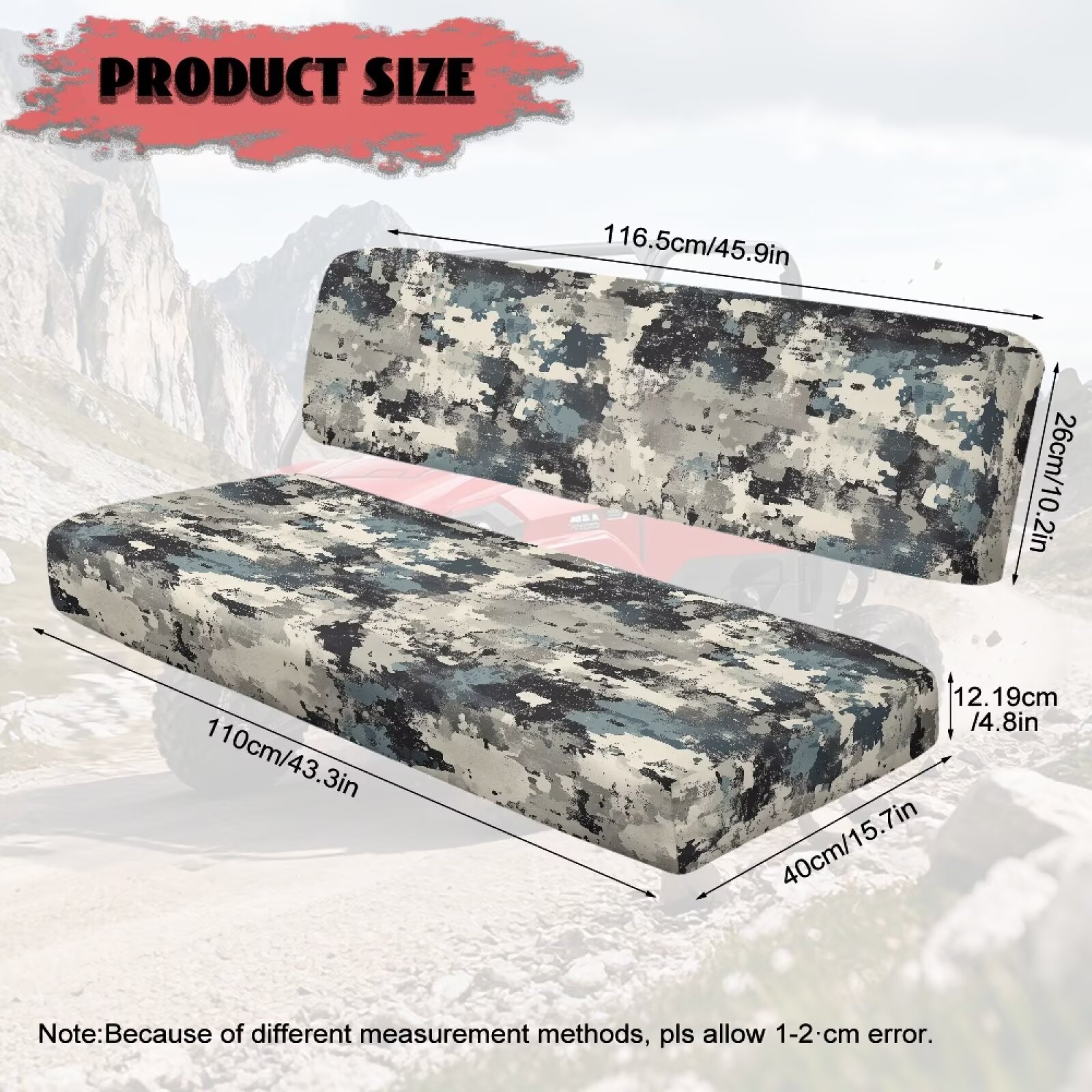 Yuyamidu Camo UTV Seat Covers Universal for Kawasaki Mule 3000 3010 3020 Scratch-Proof Heavy Duty UTV Seat Protective Covers for Bench Seats and Backrest 2 PCS
