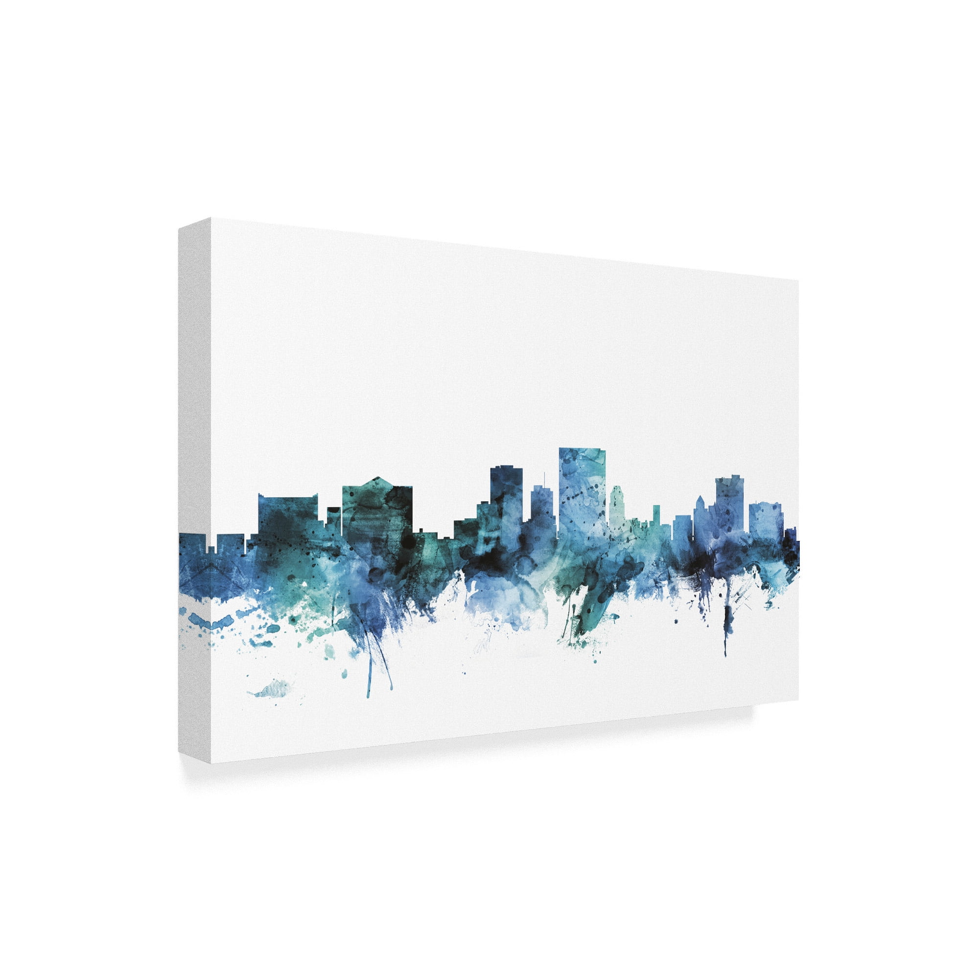 Trademark Fine Art 'El Paso Texas Blue Teal Skyline' Canvas Art by Michael Tompsett