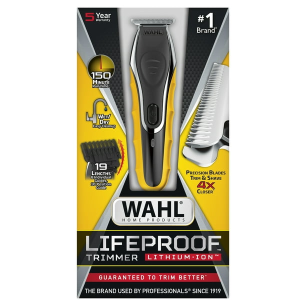 Wahl LifeProof Wet/Dry Rechargeable Lithium Ion Trimmer for Men, Black