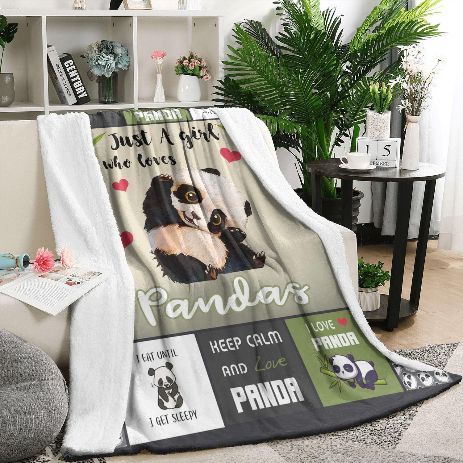 Cute Panda Throw Blanket for Kids Warm Soft Micro Flannel Blanket for Bed/Sofa/Travel/Living Room Decor 50x60 Inch