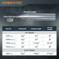 thumbnail image 3 of POWERTEC Down Cut Spiral 1/16" Router Bit, 1/4" Shank Tungsten Carbide Router Bit with 1/2" Cutting Length & 2" Long. Fits CNC Router, Handheld Router, Router Table & Plunge Router (73038), 3 of 7