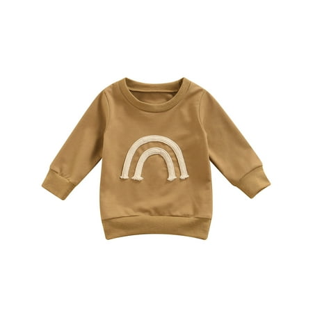 

Canrulo Toddler Infant Baby Girls Boys Rainbow Pullovers Long Sleeve Round Neck Loose Sweatshirts Brown 18-24 Months