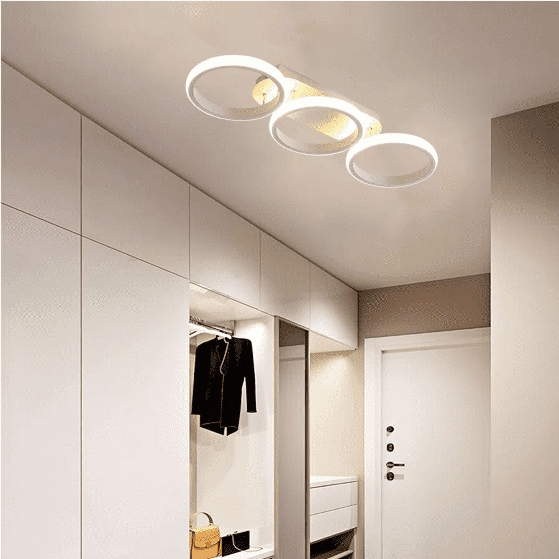 ADISUN 3-Circle Flush Mount Ceiling Light Fixture Modern LED Ceiling Lamp Warm Lights for Hallway, Entryway, Bedroom, Balcony, Aisle, Dining Room, White