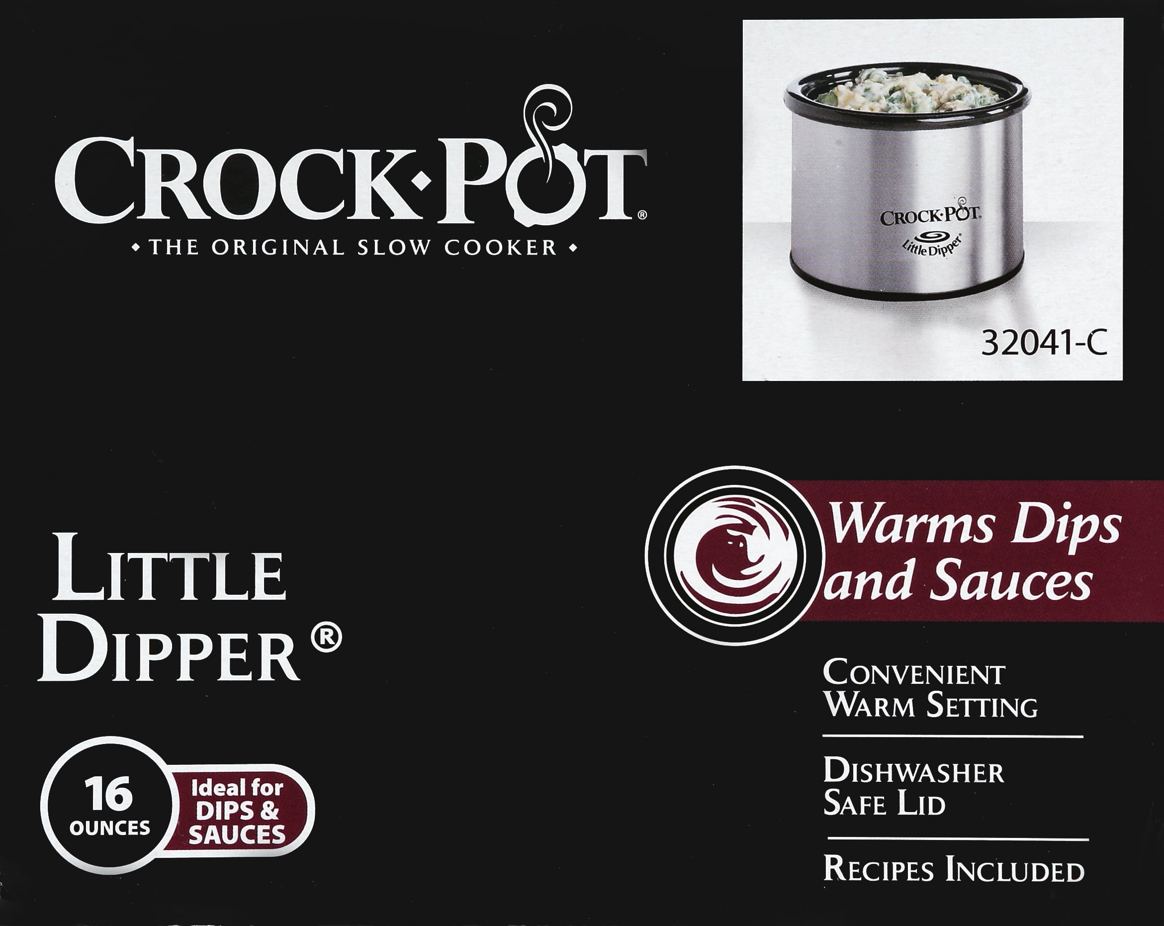 Crock-Pot Little Dipper Mini Slow Cooker Stainless Black,Little Dipper Pot  1 Qt.