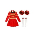 thumbnail image 5 of iiniim Kids Girls Cheerleading Fancy Dress Outfits with Pompoms Socks Musical Party Performance Dacewear A Red 16, 5 of 7