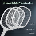 thumbnail image 5 of Electric Fly Swatter Racket 2 Pack, 2 in 1 Bug Zapper with USB Rechargeable Base, 4000 Volt Mosquito Killer with 3-Layer Safety Mesh for Pest Insect Control for Indoor、Office、Backyard、Camping, 5 of 10