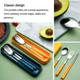 thumbnail image 3 of 3Pcs/set Portable With Storage Box Reusable Stainless Steel Cutlery Set Tableware Spoon Fork Chopstick Kits Dinnerware RED, 3 of 8